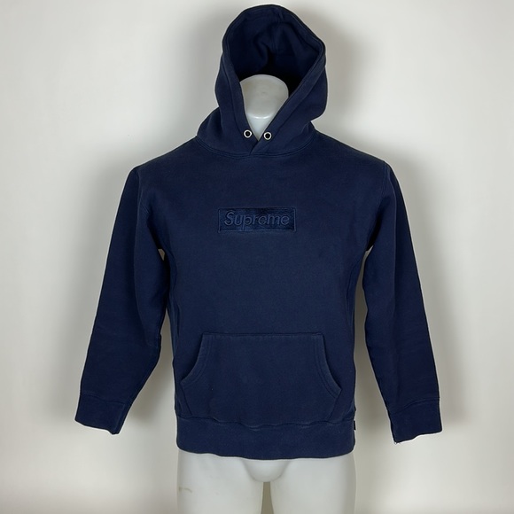 Supreme Box Logo Black Hoodie Sweatshirt Mens Size Medium navy